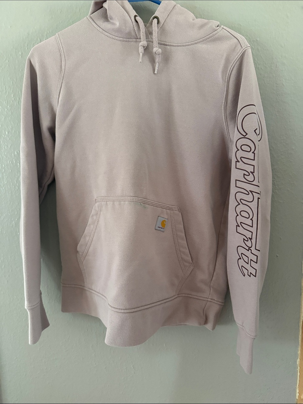 Carhartt Women’s Light Pink Logo Sleeve Hoodie